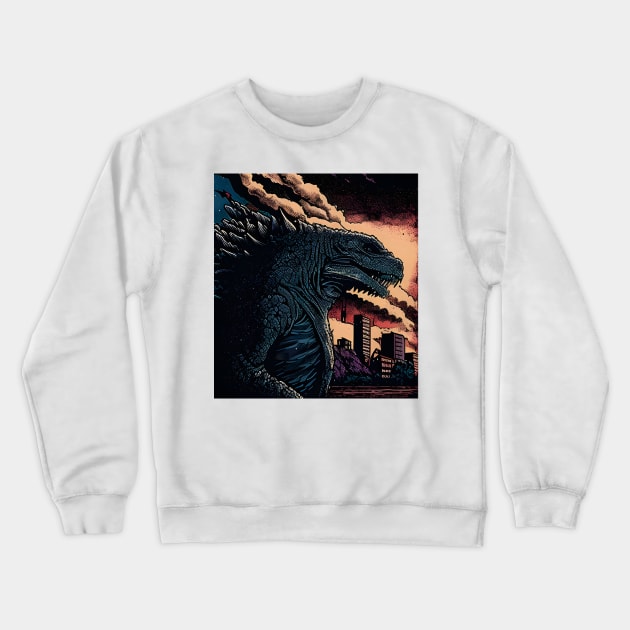 Great Godzilla off Kanagawa - King Kaiju Crewneck Sweatshirt by jordanfaulkner02